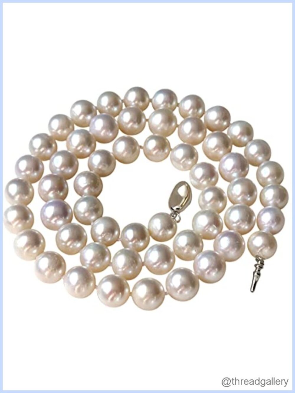 Round Freshwater Pearl Necklace Choker 16 Inch 9-9.5mm Sterling Silver Clasp